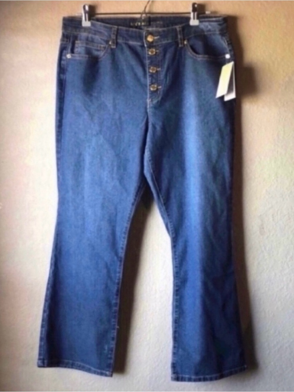 New Michael Kors Jeans Women’s Casual Button Fly Bootcut Denim Blue Jeans Sz 14